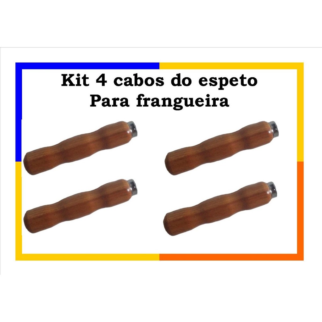 Kit 4 Cabos Madeira Espeto Varão Maquina Assar Frango shopee site frete grátis ou com desconto!