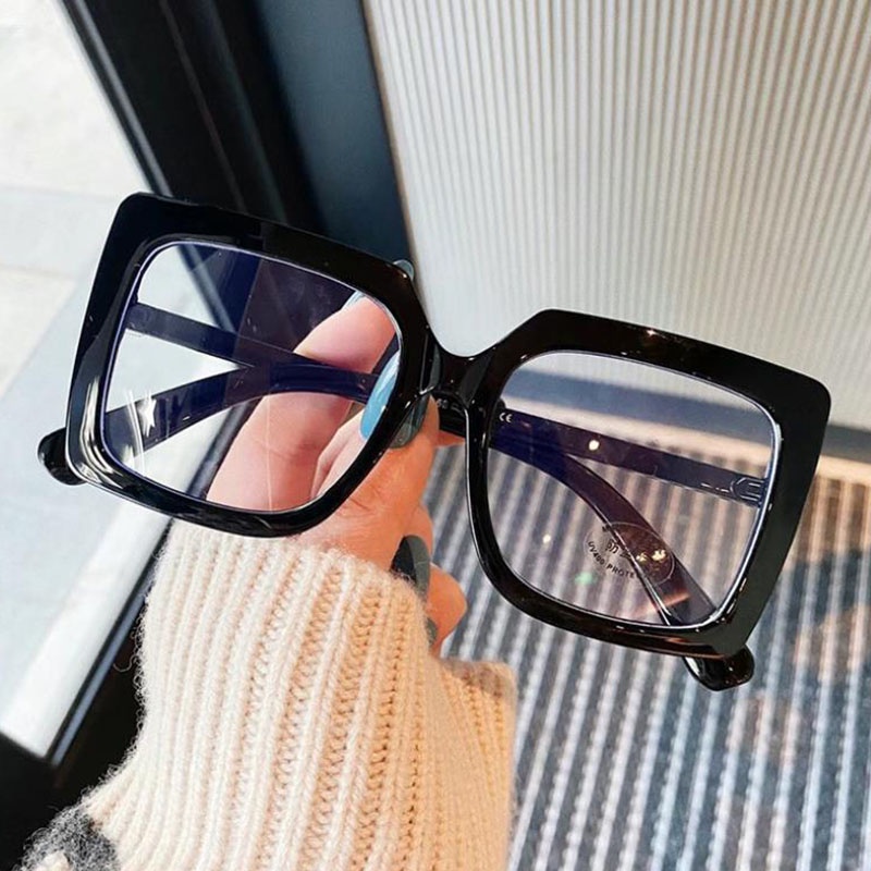 Clear Square Glasses Women Fashion Oversized Transparent Optical Glasses Frames Female Vintage Anti Blue Light Spectacle