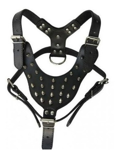 Peitoral Cachorro Couro Spikes Bull Terrier Pit Pet Coleira Resistente