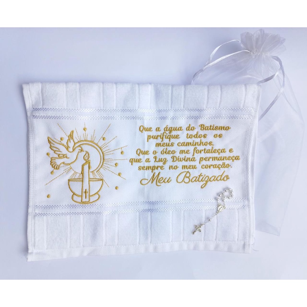 Toalha De Batizado Personalizada Acompanha Mini Tercinho