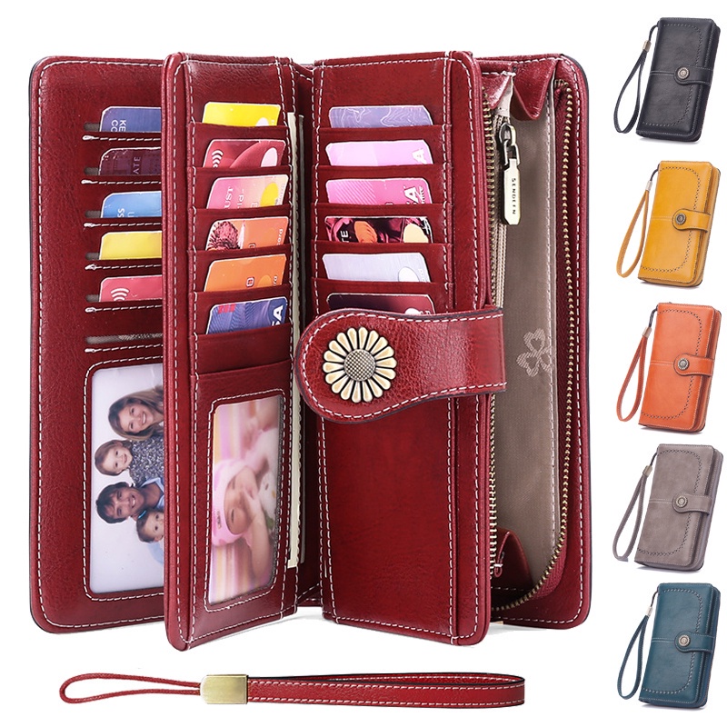 Crazy Bag New Women Pu Leather Long Zipper Wallet Fashion Clutch Multiple Card Slots Money Bag For Phone