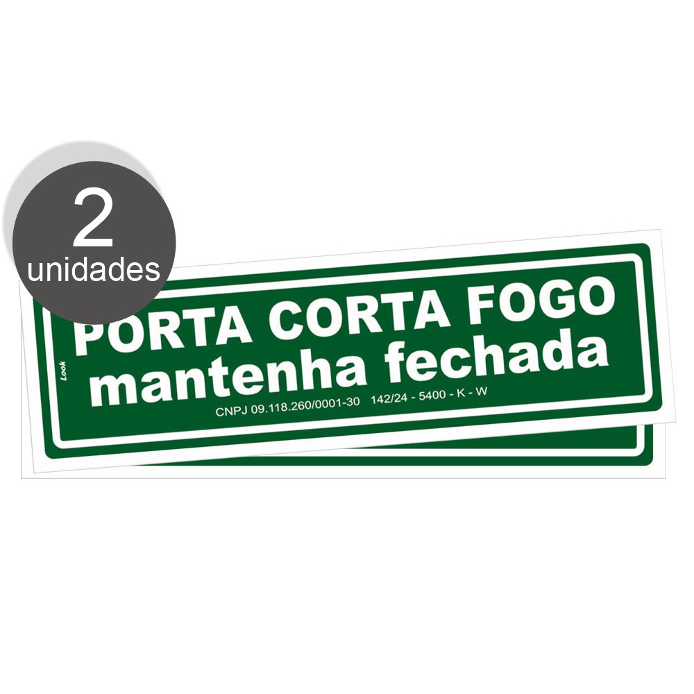 2 Placas Sinalização Porta Corta Fogo Mantenha Fechada Rota Fuga Orientação Fotoluminescente PS