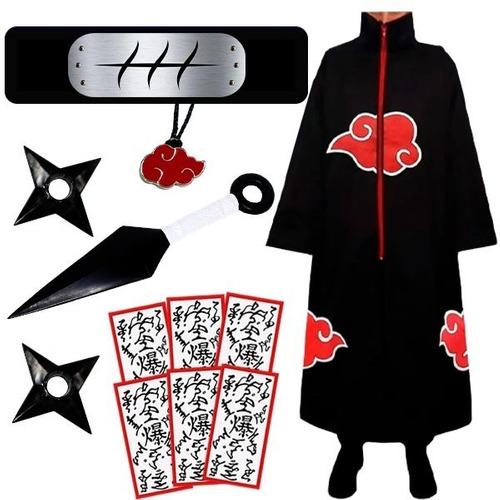 Akatsuki Capa Manto Shinobi Hidan Premium + Colar