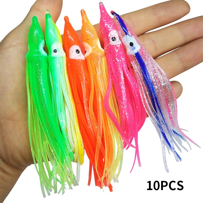 10pcs Misturar Cores Archipfield Isca De Pesca Macio Plástico Polvo Atum Equipamento Lula 5 Cm 9 11 Squid jig Gancho