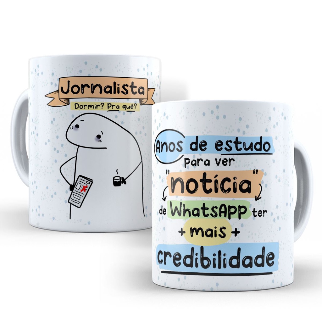 Jornalismo - Caneca Jornalista Presente - Personalizada Flork com Nome Engraçada Divertida  Profissão 354