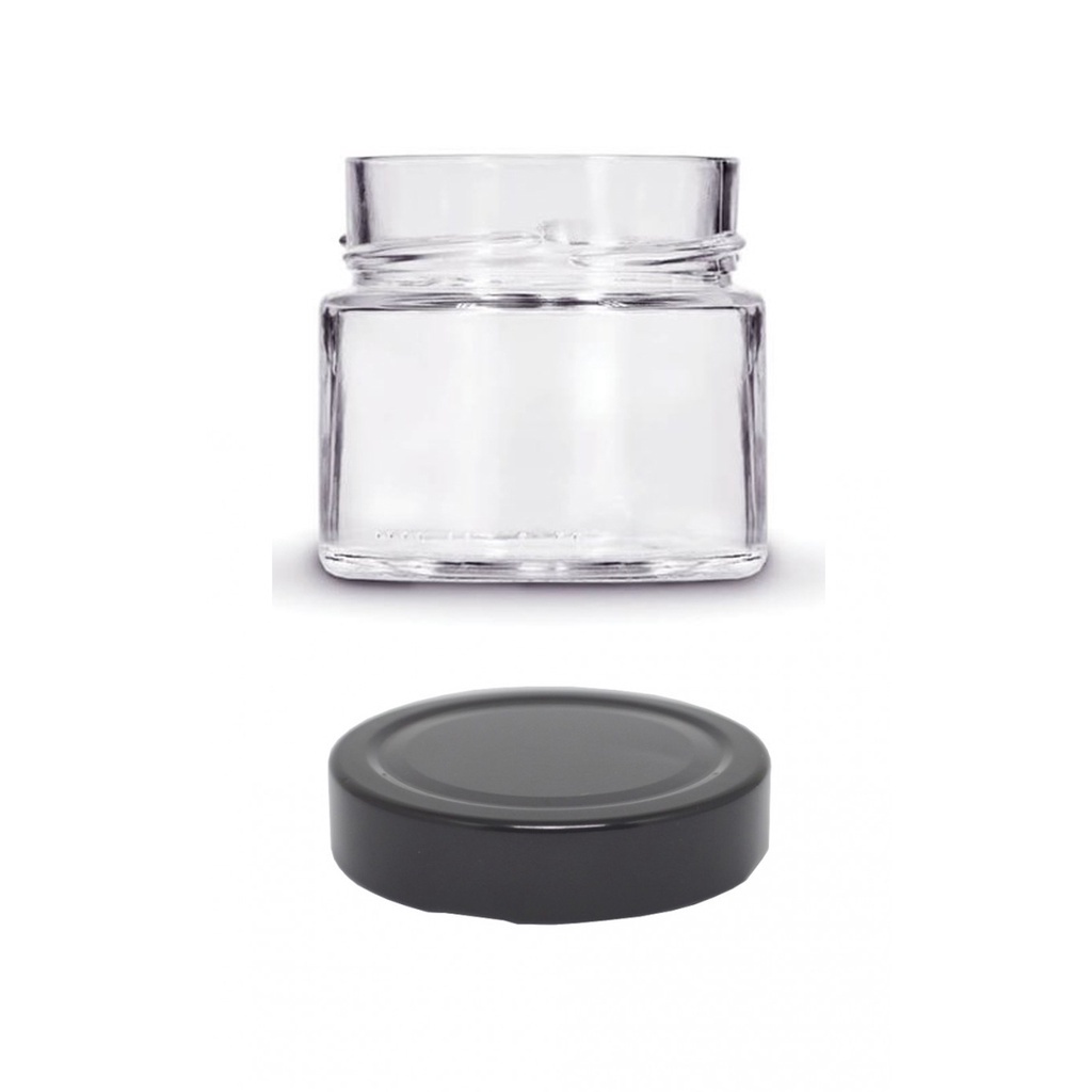 Pote Vidro Pianezza 210ml Com Tampa Alta Preta - 10 Unidades - Tempero Vela Doce Mel Brigadeiro Lembrancinha Geleia