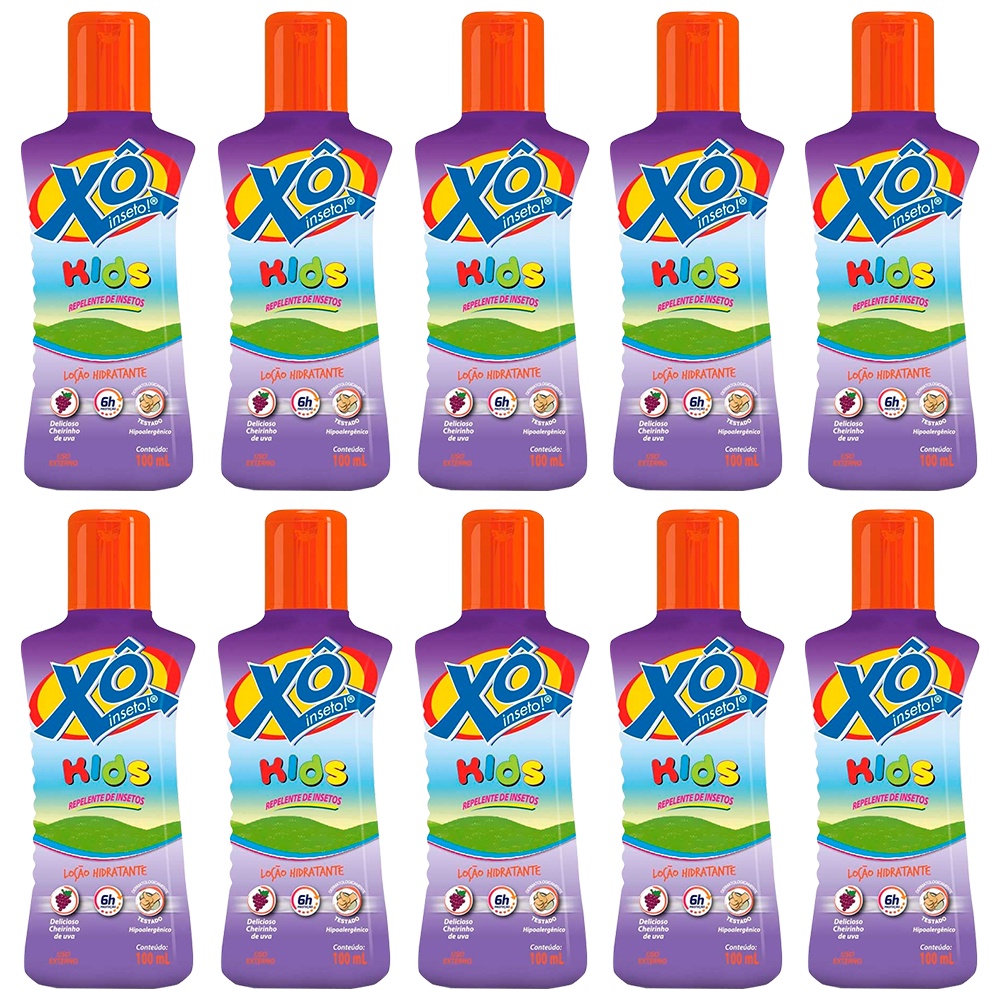 kit 10x repelente de insetos xô inseto kids infantil crianças delicioso cheirinho de uva 100ml cimed