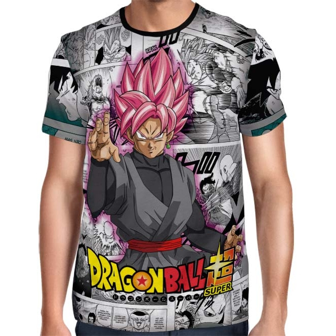 Camisa Full Print Mangá Rose Black Goku - Dragon Ball Super | Shopee Brasil