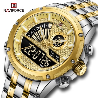 NAVIFORCE Aviforce 9205 Relógio De Quartzo Digital Masculino Esportivo Militar De Aço Inoxidável 3 ATM Pulso À Prova D