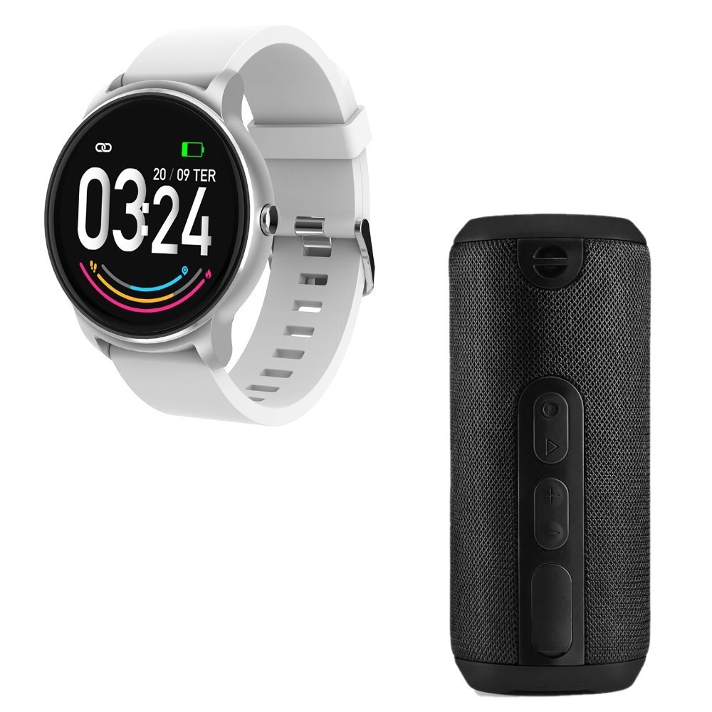 Combo Tech - Relógio Smartwatch Viena Prata Android/iOS e Caixa De Som Move Multilaser - SP347K