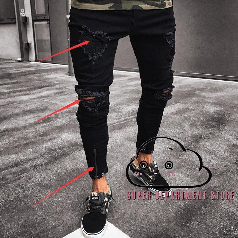 calça skinny rasgada masculina