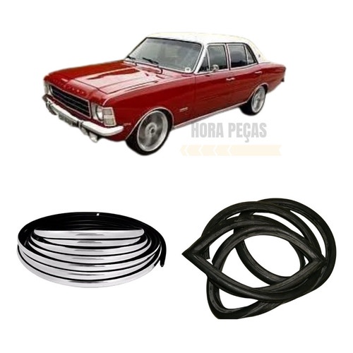 KIT Borracha Vidro Traseiro Opala 4 Portas + Friso Plastico