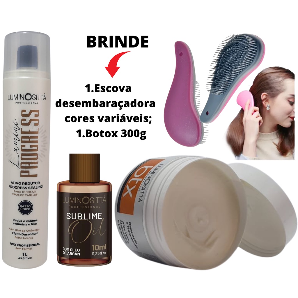 Selagem Capilar Luminosittá 0% De Formol - Profissional Para todo tipo de cabelo + ( Brinde 1 Botox 300g e 1 Escova Desembaraçadora ).