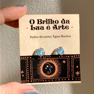Par de Brincos O Brilho da Lua é Arte - Água Marinha