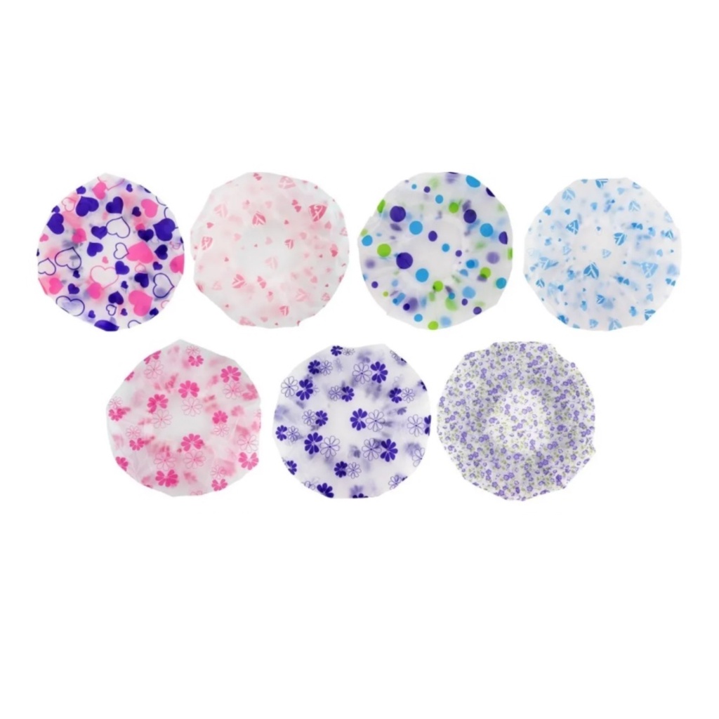 Touca Plástica Banho Tintura Hidratação Com Elástico -Estampa de Coração e Diversos