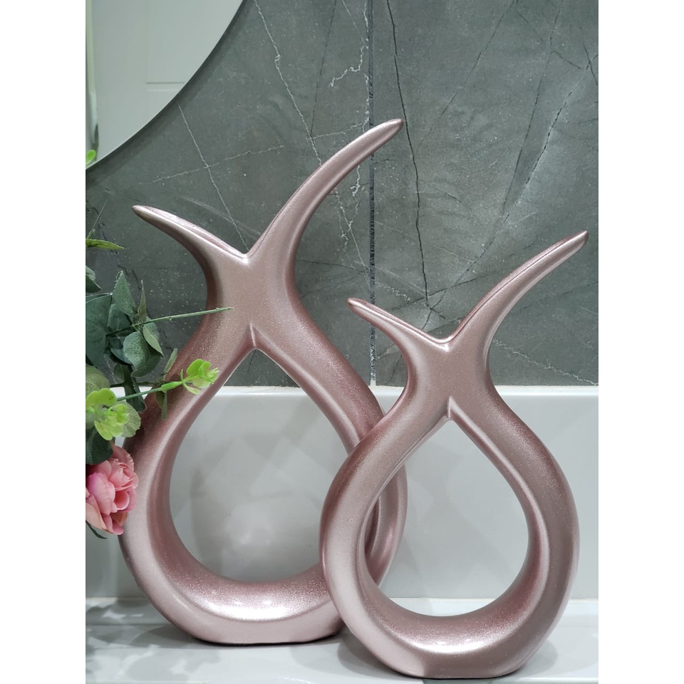 Conjunto decoracao ceramica Dupla vasos decorativos garrafa estilizada enfeite rack sala aparador de ceramica decoração mesa de centro vasinho decorativo Estilizados em Cerâmica Decoração Enfeite de Casa Kit 2 vasos conjunto decorativo rose gold vaso ro