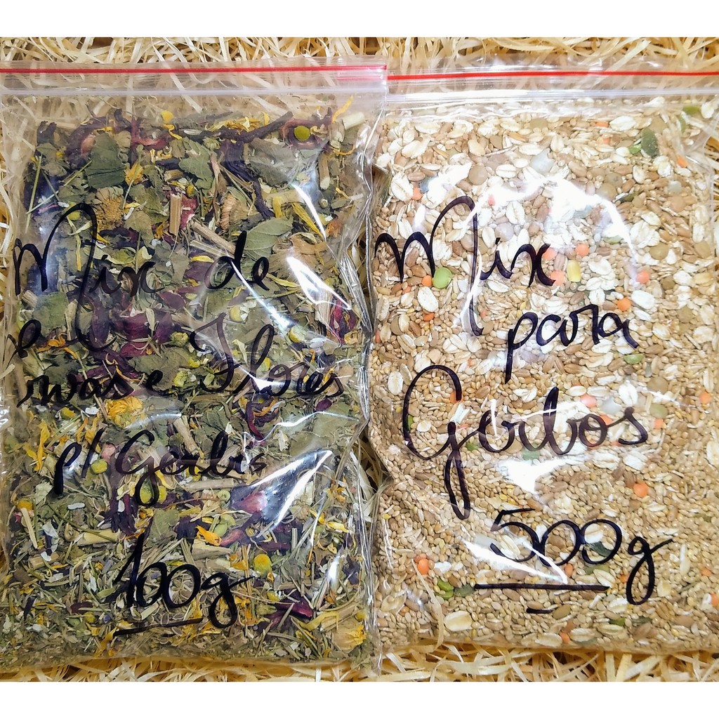 Kits Gerbil, Gerbos, Esquilo da mongólia - Mix Caseiro de Sementes e Mix de Ervas e Flores