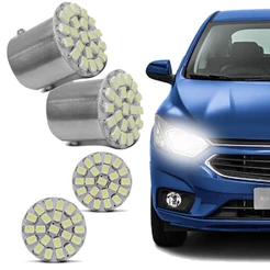 Par De Lâmpadas De Led 67 12v 22 Leds 2polo Ba15s Luz Branca