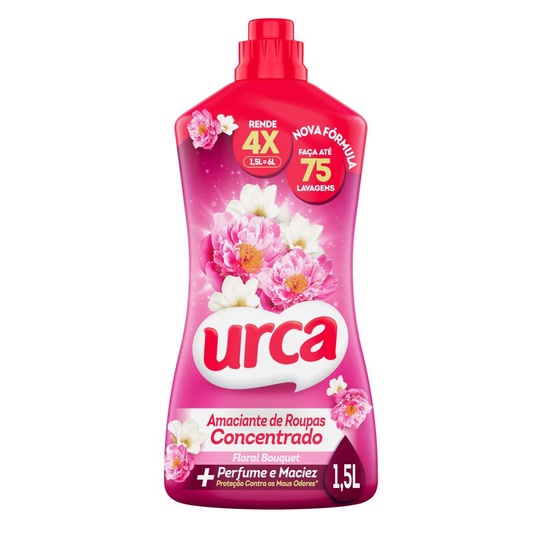 Amaciante Concentrado Urca Floral 1,5L - Rende 75 lavagens em Oferta na Shopee