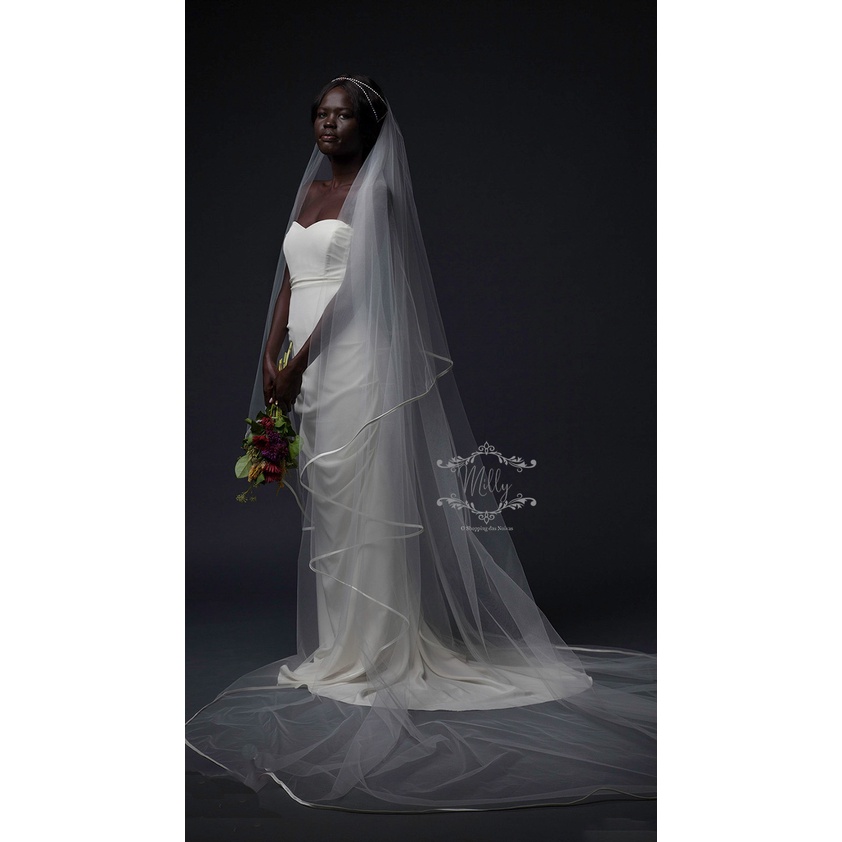 Véu Noiva Cetim 3 Metros Camadas  Longo Mantilha V33 em Oferta na Shopee