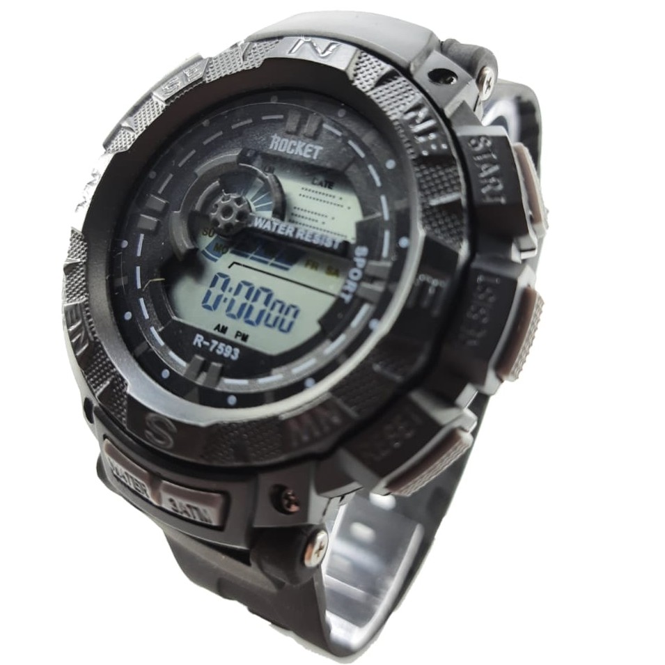 Relógio Masculino Esportivo Digital À Prova De Água 3 ATM Luz Metal Borracha Quartz Cores Modelo Rocket R-7593 Relógio Masculino Esportivo, Digital, À Prova De Água 3 ATM, Luz, Metal e Borracha, Cores, Quartz. Modelo Rocket R-7593. Relógio Masculino Espor