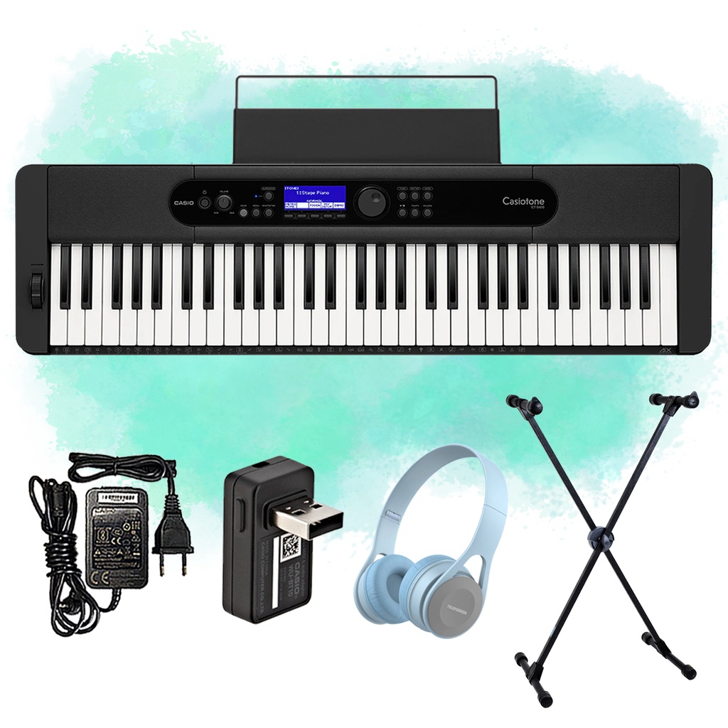 Kit Teclado Musical CTS400 Casio Bluetooth MIDI 5/8 61 Teclas