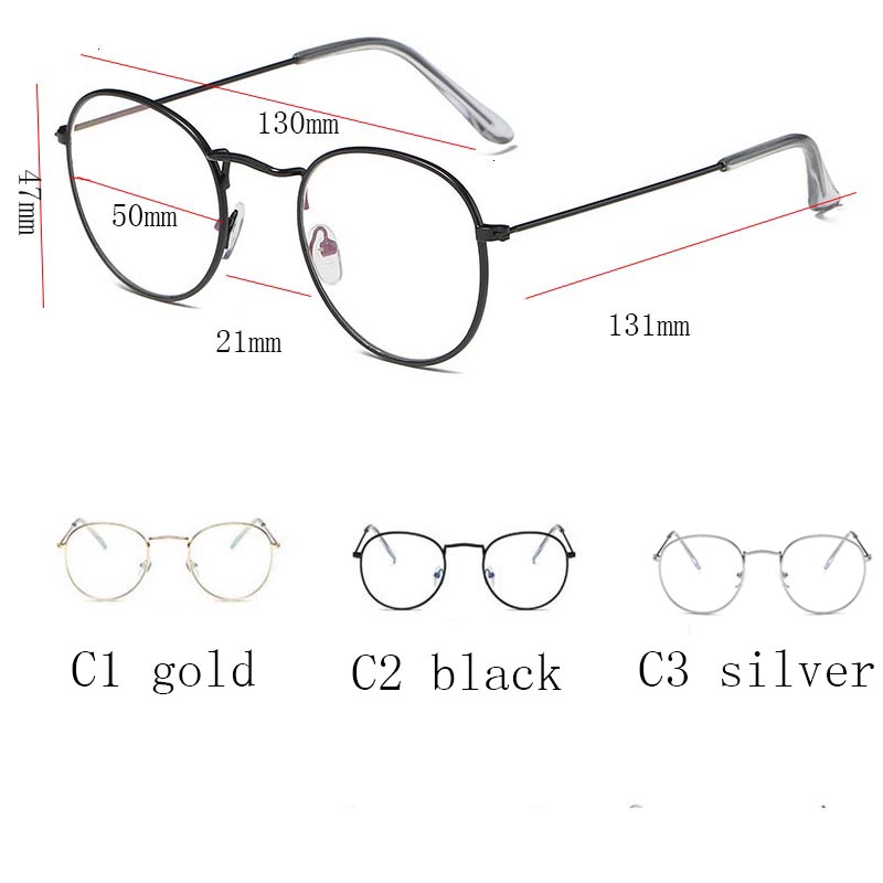 Óculos redondos femininos Armação de óculos retrô de metal Oculos ovais Lente clara masculino
