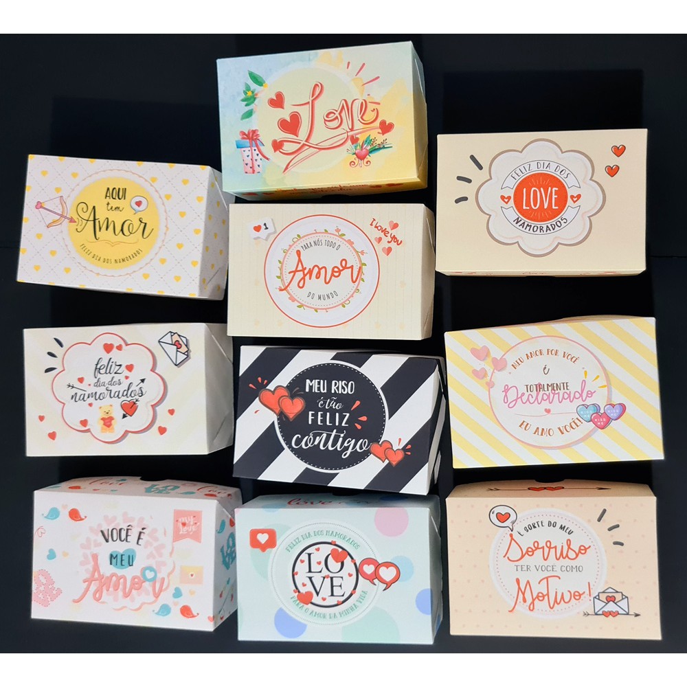 10 Caixas Caixinhas dia Namorados Para 6 Doces Gourmet Brigadeiro Bombom Docinho em Oferta na Shopee