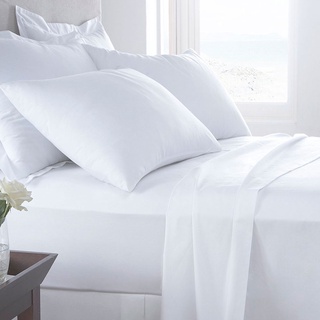 Jogo de Cama Lençol Queen 4 Peças Percal Branco Algodão 180 fios - BF Colchões