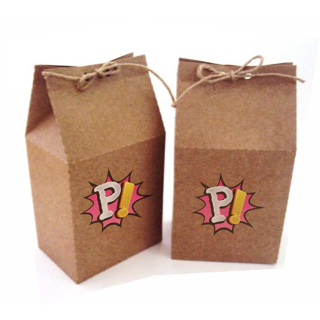 Embalagem para presentes, festas e produtos - Caixinha Modelo MILK em papel Kraft (pardo/marrom) rústico ou Duplex (branco) liso