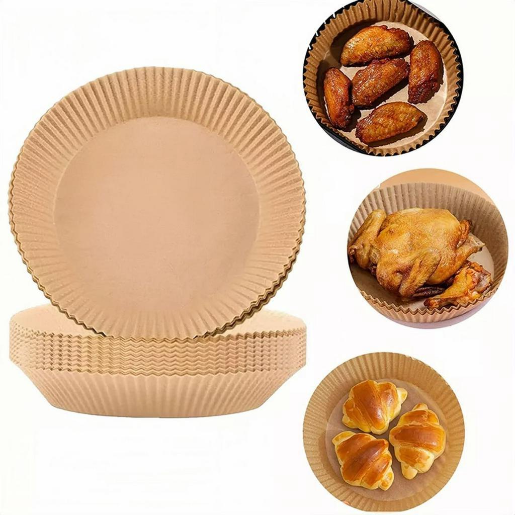 KIT 50/100/150/200 UNIDADES Forma Air Fryer Descartável Antiaderente Redonda Forro De Papel Vegetal em Oferta na Shopee