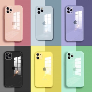 Capa Dura De Vidro Temperado Com Gel De Sílica Líquida Macaron Para IPhone 11 Pro Max XR XS Max SE2 I6 7 Capa 8Plus
