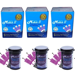 150 tiras de glicose Match II - para aparelho Ok Meter Fitas reagentes match 2 em Oferta na Shopee