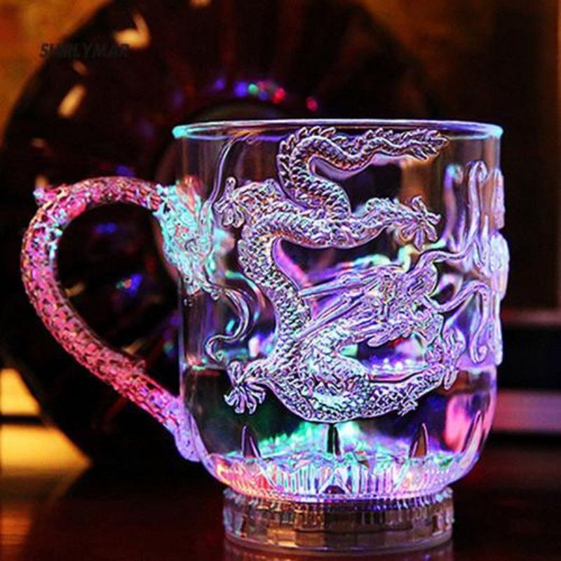 Caneca De Vidro Líquida Brilhante LED Piscando Com Luz Ativada Para Vinho