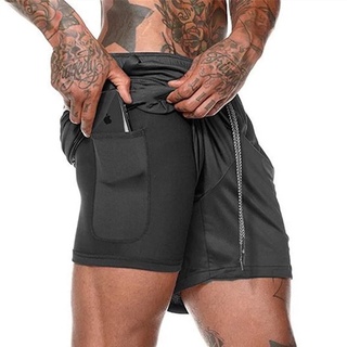 Corredores shorts Homens 2 Em 1 Esporte Academias De Fitness Musculação Treino Quick Dry Calções De Praia Masculino Verão Correndo