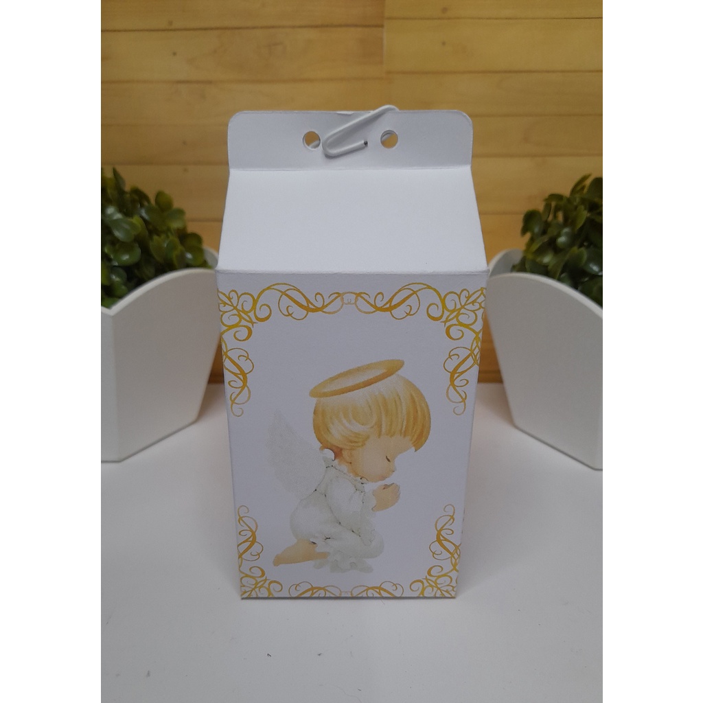 Caixa Milk Tema Batizado - Lembrancinha Personalizada para Batizado e Primeira Comunhão