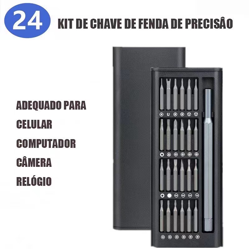 kit de ferramentas de chaves de precisão e magnetismo 24 em 1 para uso das electricas pequenas de casa, celular, etc
