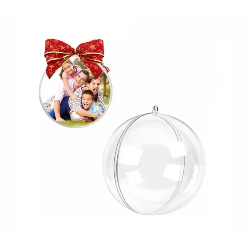 Kit 12 Esfera Transparente 7cm Bola de Natal Para Fotos Enfeite de Natal Esfera Bola Acrílico Transparente Arvore Natal