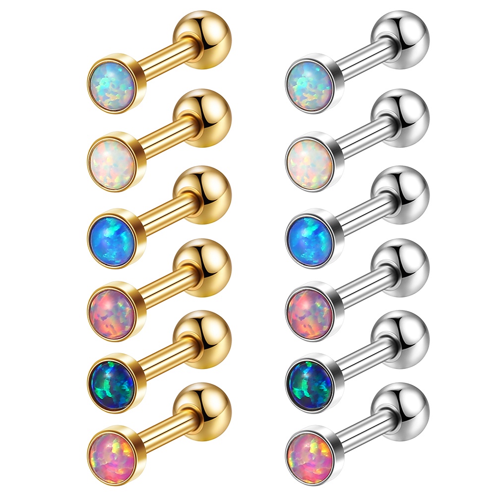 Piercing Minibarbell Aço Cirúrgico Opala | Helix, Flat, Conch, Tragus, Lóbulo e Outros em Oferta na Shopee