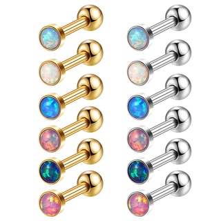 Piercing Minibarbell Aço Cirúrgico Opala | Helix, Flat, Conch, Tragus, Lóbulo e Outros
