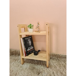 Mini Mesa de Cabeceira de Madeira Pinus Decoração