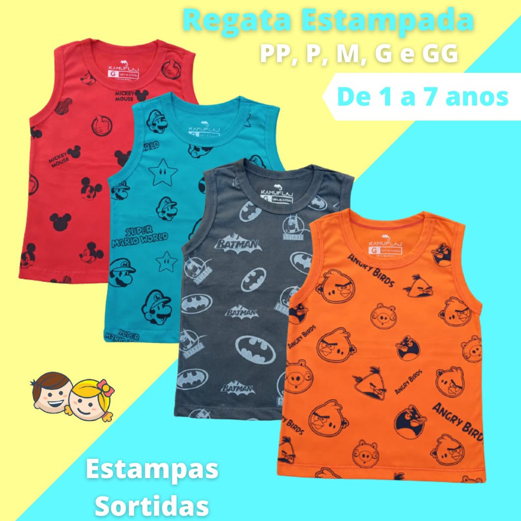 Kit Regata Infantil Menino 100% Algodão 30.1 Personagens Super Heróis Criança Camisa Blusa em Oferta na Shopee