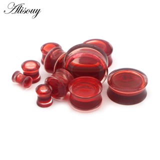 Alisouy 2PCS Sangue Líquido Vermelho Acrílico Duplo Flared Sela Medidores De Orelha em Oferta na Shopee