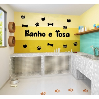 Kit Adesivos 77 Unidades Banho e Tosa para Pet Shop Adesivos Decorativos Para Parede Loja Etc... em Oferta na Shopee