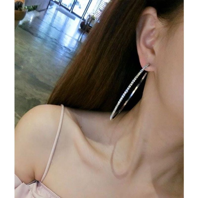 Brinco argola com strass cravejada para festas 4cm/6cm/7cm/8cm/9cm/10cm em Oferta na Shopee