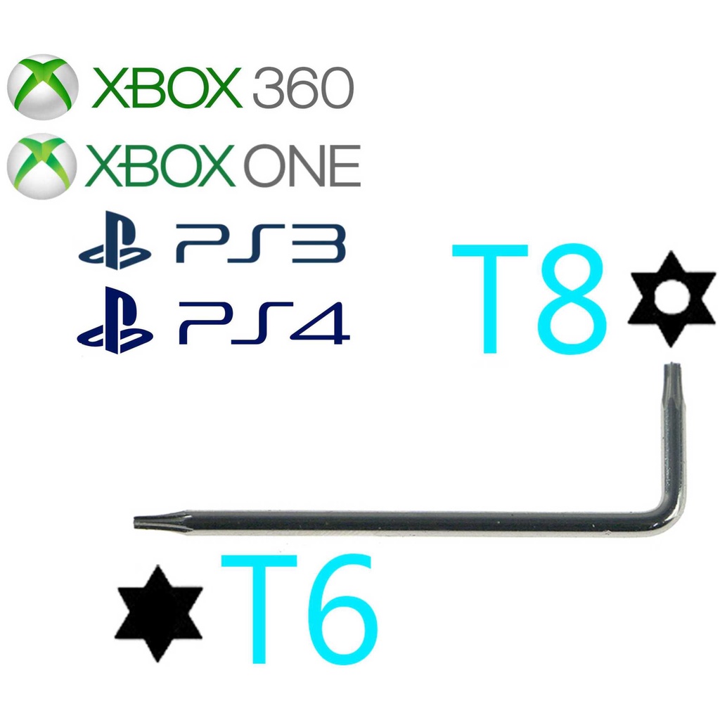 Chave Torx (2 em 1) T8 com Furo e T6 abre consoles PS3 e PS4 e controles de Xbox 360, Xbox One