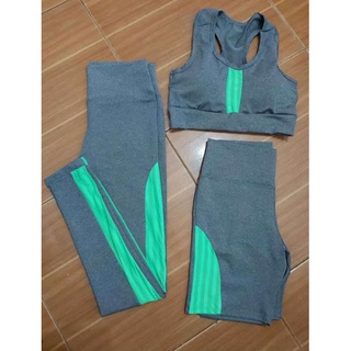 conjunto de academia com 3 peças com muita lycra modela o corpo