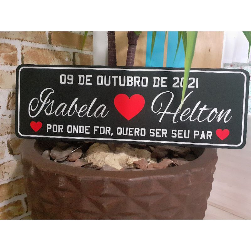 Placa decorativa de carro personalizada pvc casamento festa aniversário