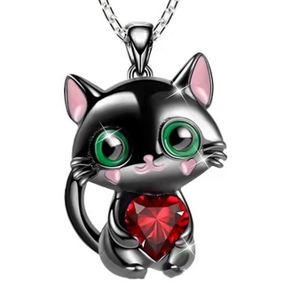 Moda Feminina Abraço Criativo De Desenho Animado Amor Colar Pingente De Gato Preto