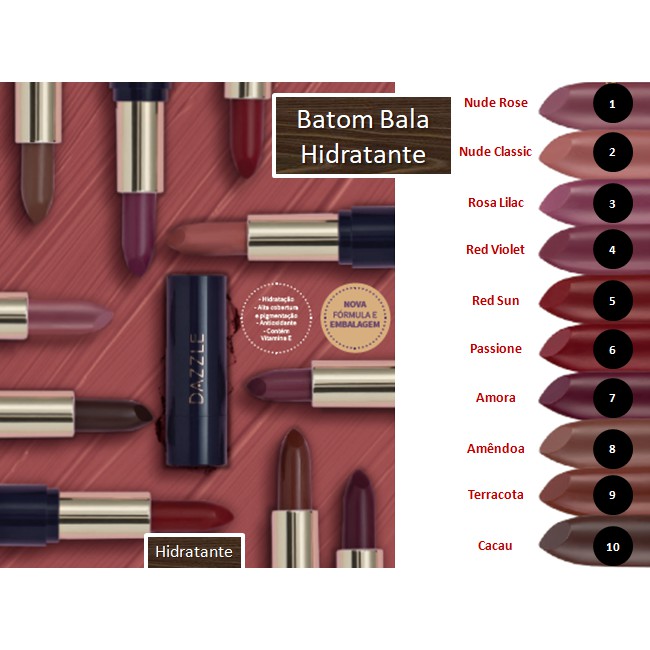 Batom Bala Hidratante 4g Dazzle Hinode - Escolha O Seu
